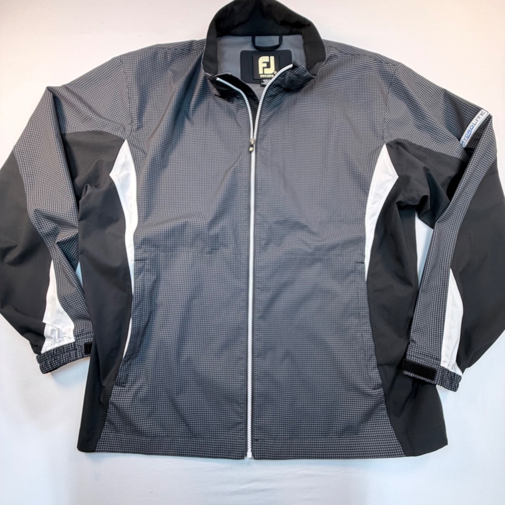 FootJoy DryJoys HydroLite Men's L Golf Rain Jacket Houndstooth Waterproof 23774